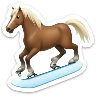 Horse ice skating sticker