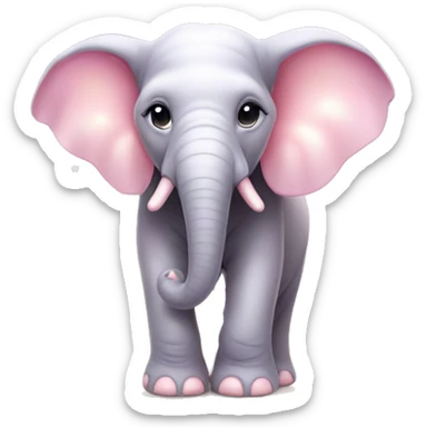 Elephant "A pastel pink elephant with glowing tusks, sparkling star patterns on its ears, and a soft, magical light aura around its body." sticker
