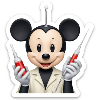 Mickey mouse shooting drugs sticker