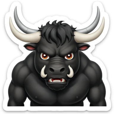 black angry powerful with white horns bull emoji sticker
