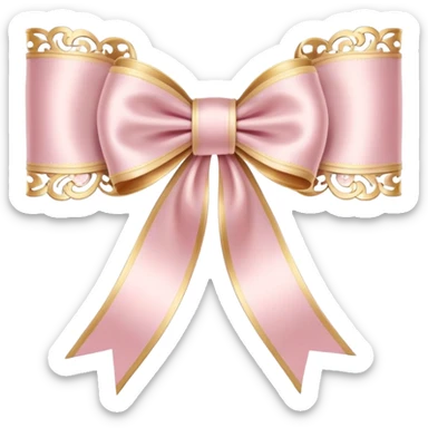 rococo regency ribbon pastel pink sticker