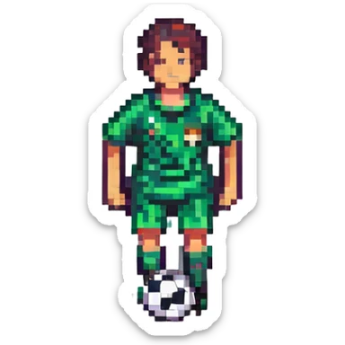 personne qui joue au foot, style pixel art sticker