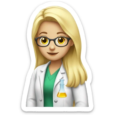 Blonde girl doing chemistry  sticker