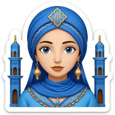 woman in moroccan culture style blue detailed sticker