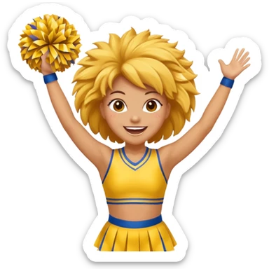 football cheerleader, big cheering pom, yellow and twinkle sticker