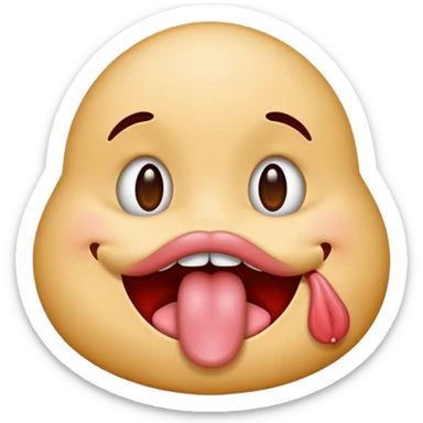 Emoji with tongue out but like licking the top lip sticker
