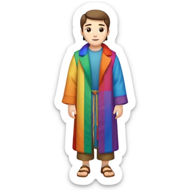full length joseph from bible wearing coat of many rainbow colors sticker