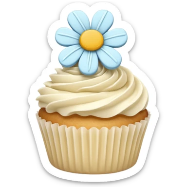 super realistic vanilla cupcake with flower shaped frosting sticker