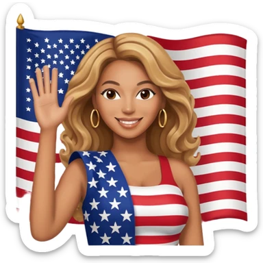 Beyonce with waving american flag sticker