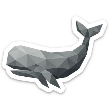 polygonal icon of Moby Dick whale, low-poly, geometric shapes sticker