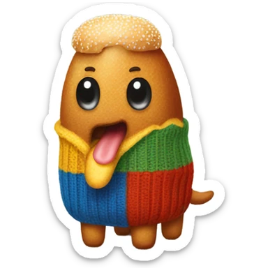 Corndog with a wool sweater sticker
