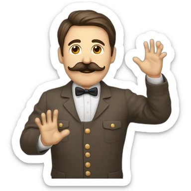 Homme à moustache faisant un salut de la main sticker