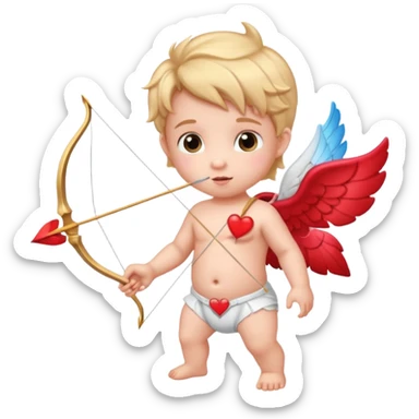 Adorable Cupid with his magical bow and arrow shooting love hearts sticker