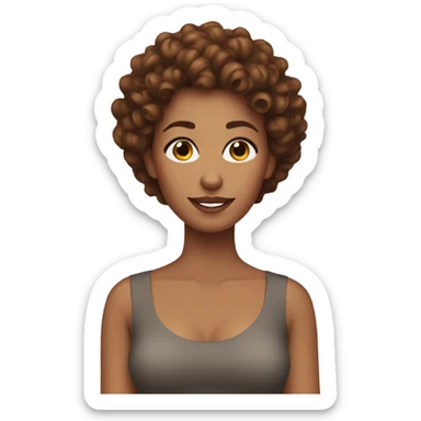 Brown curly hair wife sticker