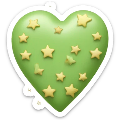 pistachio-colored heart with stars sticker