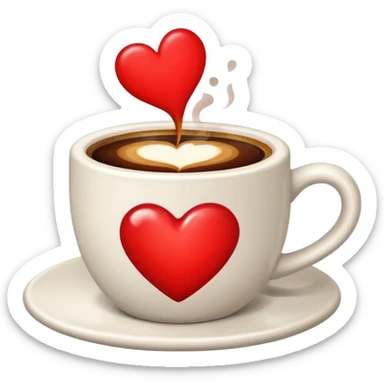 Cup of coffee with red heart  sticker