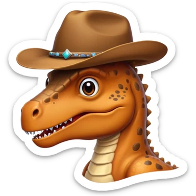 Dinosaur wearing a cowboy hat sticker