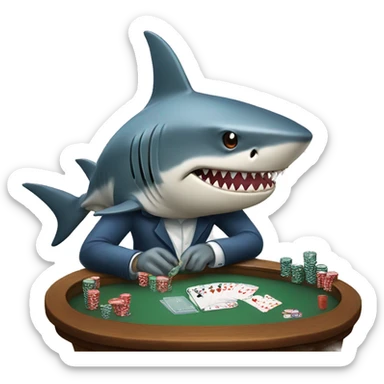 shark playing poker sticker