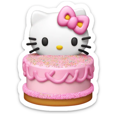 Hello kitty cake with pink sprinkles sticker