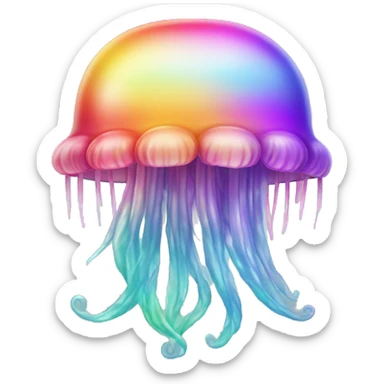 Gradient rainbow shimmery iridescent jellyfish sticker