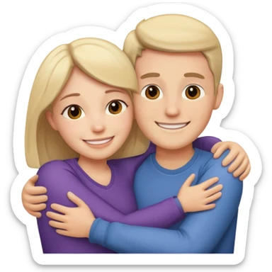 Two people hugging for comfort, one male one female sticker