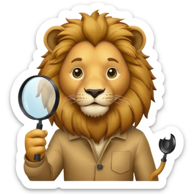Lion with a magnifying glass look at iphone sticker
