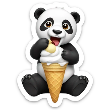 Panda eating ice cream sticker