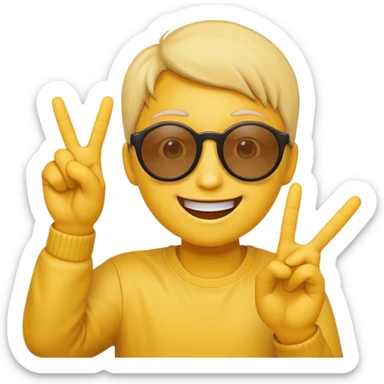 the yellow circle wearing sun glasses emoji holding up a peace sign sticker