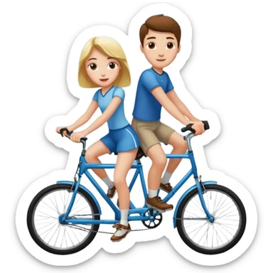 Girl and guy riding a bicycle sticker
