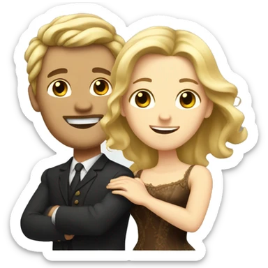 man with blond hair and woman with brown hair dancing waltz sticker
