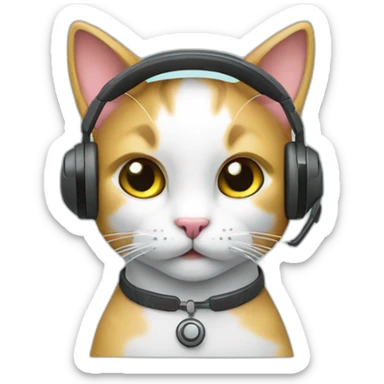 Call center operator cat with a headphone sticker