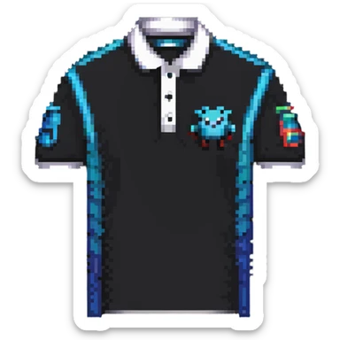 custom polo shirt with artificial intelligence design in pixel art style sticker