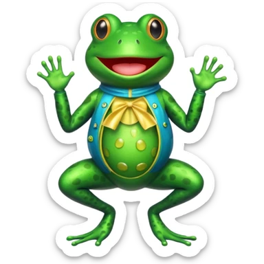 Frog wearing condom costume sticker