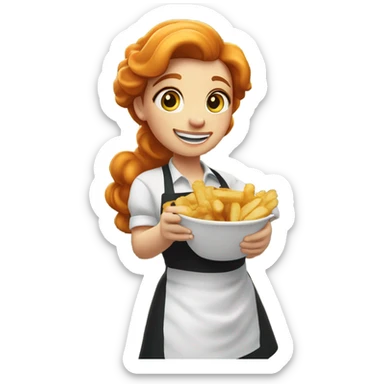ginger girl at fish and chips shop called brittania fisheries sticker