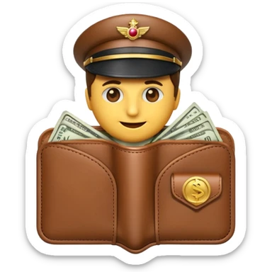 Aviator money emoji, wallet full of cash, casino vibe, premium 3D emoji style, clean, no background
 sticker