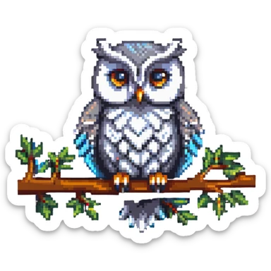 cute owl perched on a branch sticker