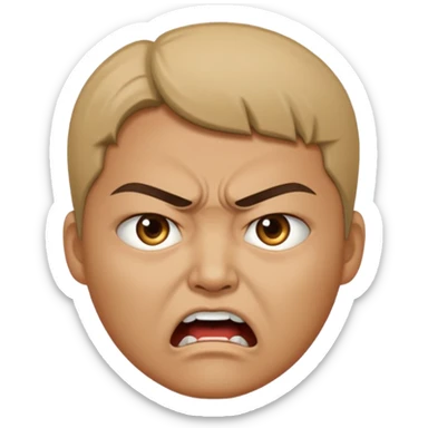 Angry face with "씨발" on mouth sticker