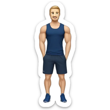 Fitnesstrainer von der Firma „DKKA“ mit dunkelblauem shirt sticker