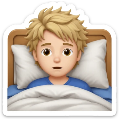 emoji- of a cute boy waking up in bed sticker