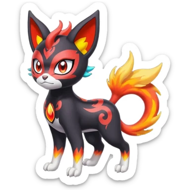 Colorful Meloetta-Litten-Darkrai-Pokémon-Fakémon-fusion-hybrid-creature sticker