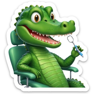 an alligator in a dentist sticker