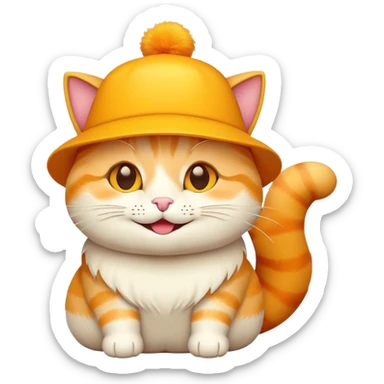 cheese cat wearing a yellow hat sticker