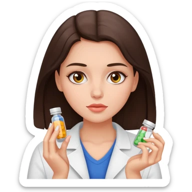 Beautiful fit brunette girl taking pills  sticker