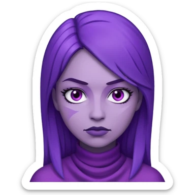 emoji of a racially ambiguous woman, who looks serious. no skin color please. use a color. sticker