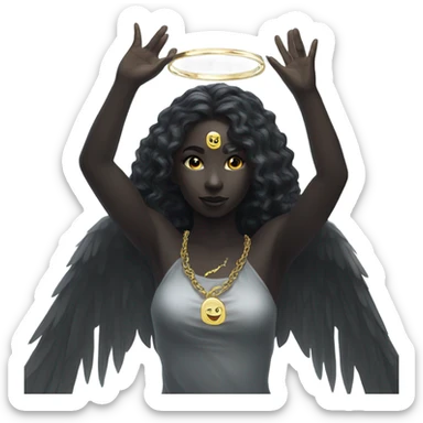 Black-Ghost-money-angel halo ring-above head sticker