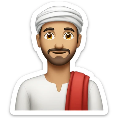 Arabic guy with red and right square like quatary sticker