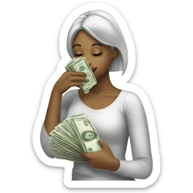 girl kissing stack of money  sticker