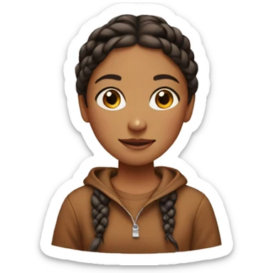 a girl with braids and a brown sweatshirt  sticker