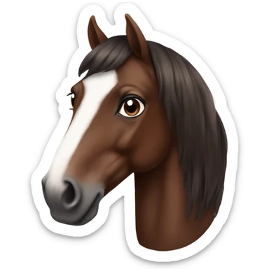 bay horse with white nose, with chocolate hair girl, portrait sticker