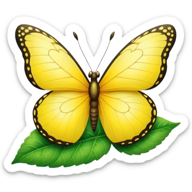 yellow butterfly on leaf sticker